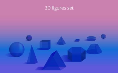 Şeffaf 3D ilkel kompozisyon, ağ ve yazdırma için gerçekçi vektör illüstrasyonu, geometrik yaratıcı tasarım 