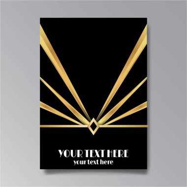 Art Deco sayfa şablonu, ağ ve baskı için retro tarzı, altın çizgileri olan geometrik retro desen tasarımı. Modern tasarım menü veya broşür, lüks yirmili yıllar tarzı