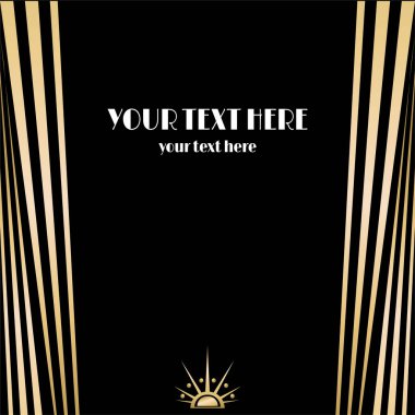 Art Deco sayfa şablonu, ağ ve baskı için retro tarzı, altın çizgileri olan geometrik retro desen tasarımı. Modern tasarım menü veya broşür, lüks yirmili yıllar tarzı