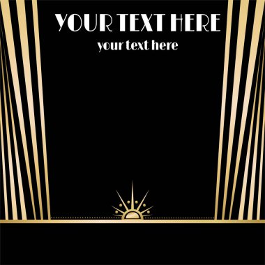 Art Deco sayfa şablonu, ağ ve baskı için retro tarzı, altın çizgileri olan geometrik retro desen tasarımı. Modern tasarım menü veya broşür, lüks yirmili yıllar tarzı