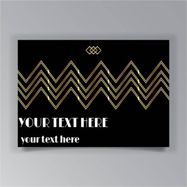 Art Deco sayfa şablonu, ağ ve baskı için retro tarzı, altın çizgileri olan geometrik retro desen tasarımı. Modern tasarım menü veya broşür, lüks yirmili yıllar tarzı