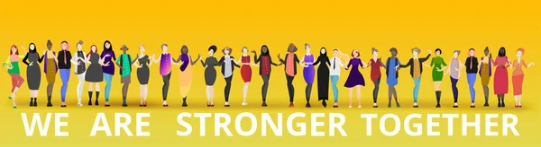 Jsme Silnější Společně Slogan Různými Ženami Mnoho Dam Stojí Při — Stockový vektor