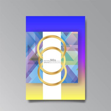 Soyut lüks arka plan, üç altın yüzük, zincir, altın mücevher, geometrik şekiller. Moda dehası ihtişam, 3D etkisi, flayer, davetiye, afiş, kapak ve poster tasarımı şablonu.