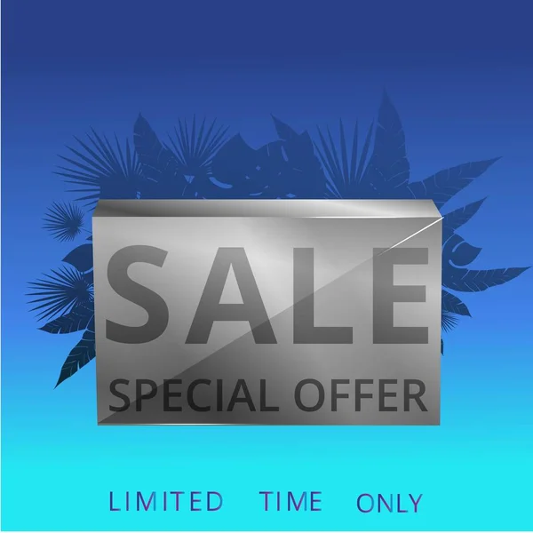 Sale Banner Met Tropische Palmbladeren Trendy Realistische Verkoop Achtergrond Met — Stockfoto
