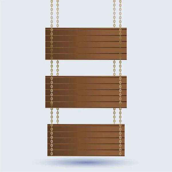 Sada Dřevěných Desek Sbírka Dřevěných Cedulí Sada Dřevěných Bannerů Řetězy — Stock fotografie