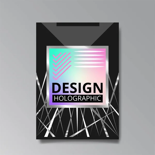 Holografisk Abstrakt Sida Mall Retro Våg Glitch Kreativ Hipster Neon — Stock vektor