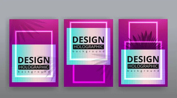 Abstract Page Templates Set Retro Wave Creative Hipster Neon Gradient —  Vetores de Stock
