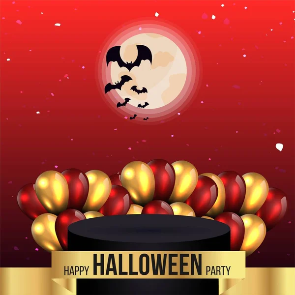 Vente Halloween Événement Fête Avec Chauves Souris Pleine Lune — Image vectorielle