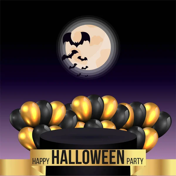 Halloween Vendita Festa Evento Con Pipistrelli Luna Piena — Vettoriale Stock