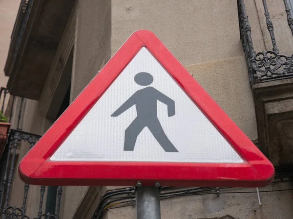 Pedestrian sign in the city of Barcelona, Catalunya, Spain, Europe