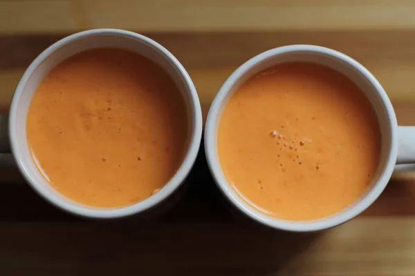 Fresh Home Made Gazpacho Cups — Stock Photo, Image