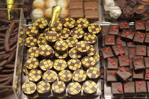 Verscheidenheid Van Chocolade Snoepjes Candy Shop — Stockfoto
