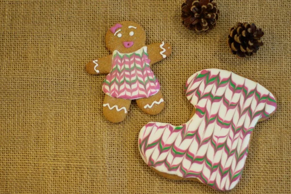 Pão Gengibre Tradicional Para Véspera Natal Decoração Doce Para Ano — Fotografia de Stock