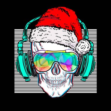 Bir kafatası şapkalı şık yılbaşı poster.