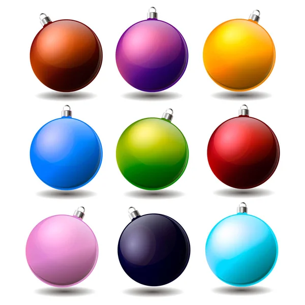 Verzameling Kerstballen Van Verschillende Kleuren Vector — Stockvector