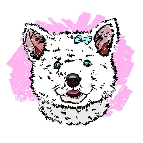 Retrato Lindo Cachorrito Como Husky Ilustración Vectorial Eps — Vector de stock