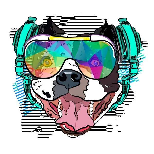 Feliz Bulldog Party Goer Ilustração Vetorial Eps — Vetor de Stock