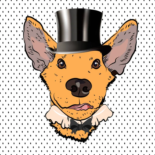 Imagen Para Una Camiseta Con Perro Sombrero Copa Ilustración Vectorial — Vector de stock