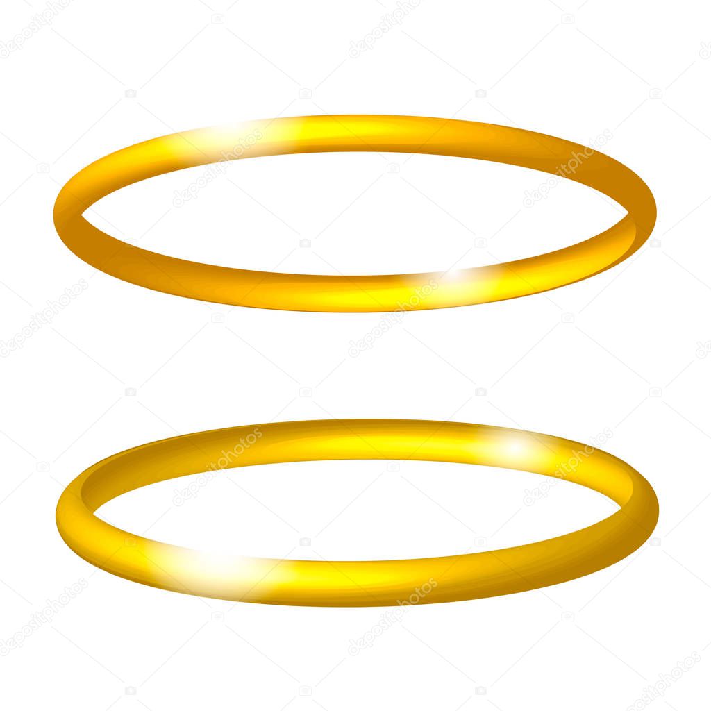 Gold realistic angel ring. Vector illustration.