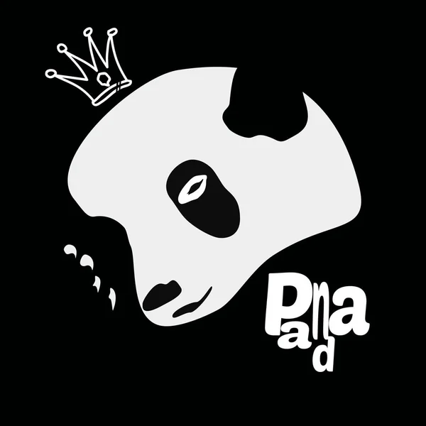 Panda Head Siluett Kronan Silhouette Graphics — Stock vektor