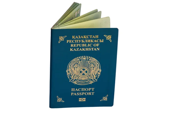 Pasu Občana Republiky Kazachstán Izolovat Bílém Pozadí — Stock fotografie