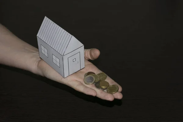 Paper House Palm Coins — Stock Photo, Image