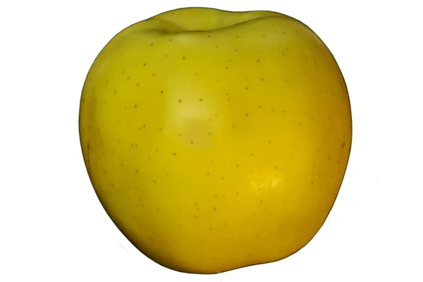 Ώριμο Μήλο Κίτρινο Απομονωθεί Λευκό Φόντο — Φωτογραφία Αρχείου