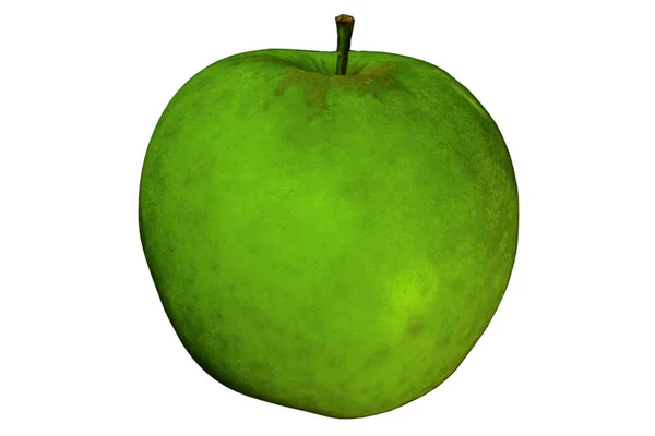 Ripe green apple with stem on white background. Isolate