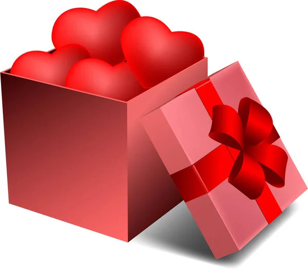Gift Box Full Hearts — Stock Vector