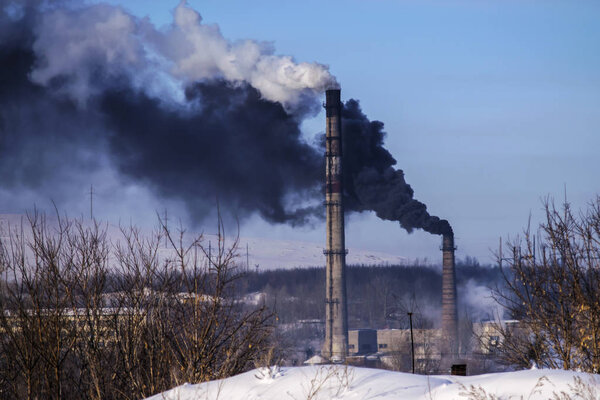 chimney pipes emit thick and black smoke