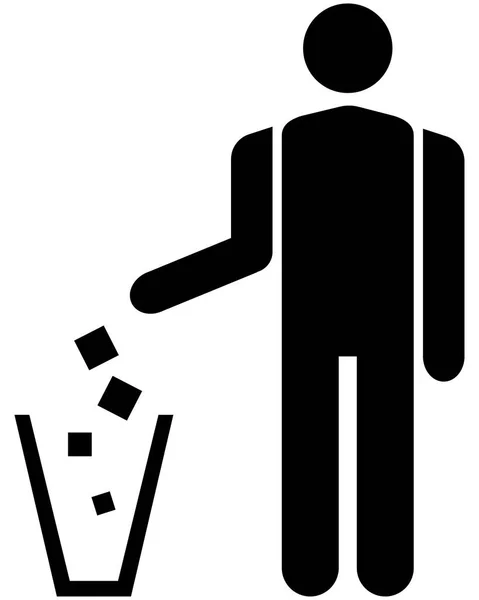 一个写着一个人在垃圾桶里扔垃圾的牌子 — 图库矢量图片