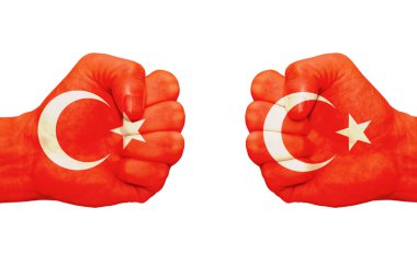 Yumruk, hangi bayrak Türkiye'nin imajını ayı. Beyaz arka plan, ayrı tut.