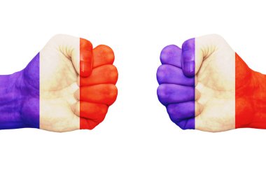 Yumruk, hangi Fransa bayrağı görüntüsünü ayı. Beyaz arka plan, ayrı tut.