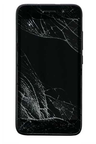 Smartphone kırık ekranda beyaz bir arka plan ile. izole