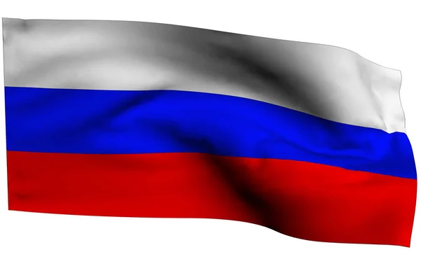 Sventolando Bandiera Russa Uno Sfondo Bianco Isolare — Foto Stock