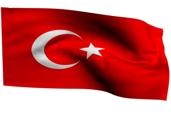 在白色背景上挥舞土耳其国旗 — 图库照片