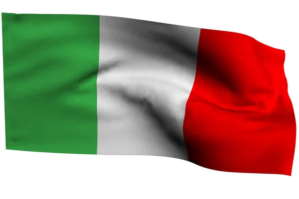 Ondeando Bandera Italia Sobre Fondo Blanco Aislar —  Fotos de Stock