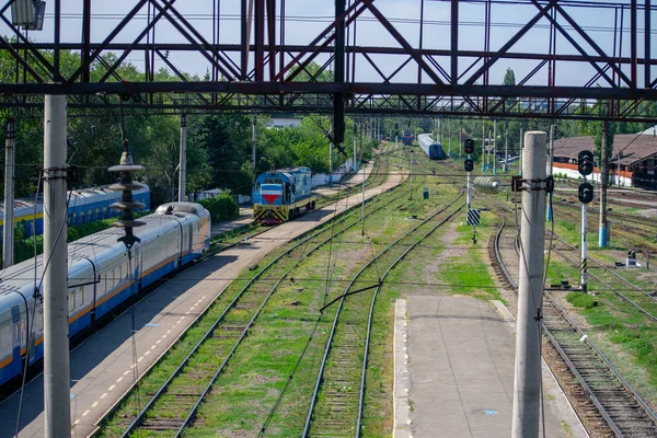 Almat Kazakistan 2019 Stasyondaki Demiryolu Rayları Almaty — Stok fotoğraf