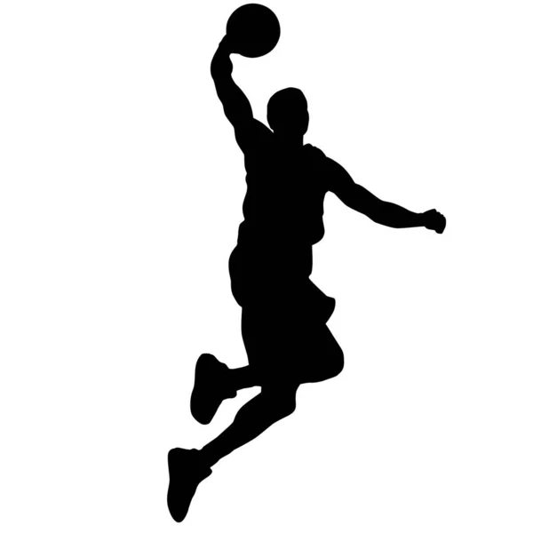 Sylwetka Koszykarza Skaczącego Piłką — Wektor stockowy