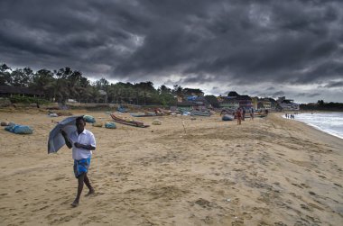 Mamallapuram 'daki sahil tapınağı nam-ı diğer Mahabalipuram, TamilNadu, Hindistan