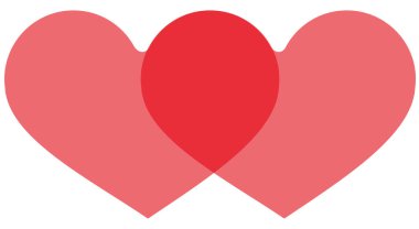 İki şeffaf, kırmızı, stilize kalp