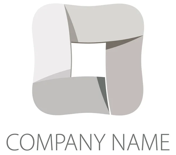 Logo Looks Paper Tape Folded Shape Rounded Square — Stock Vector
