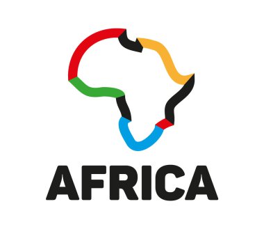 Afrika kıtasının renkli şekli.
