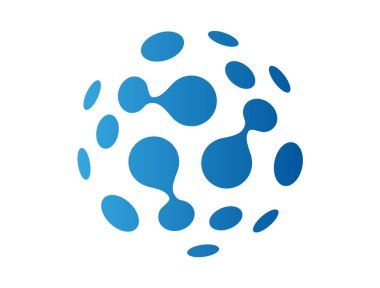 Mavi ve ayrı noktalarla kaplı şeffaf bir küre.