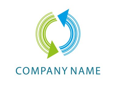 Yeşil ve mavi barkoddan yapılmış iki döner ok.