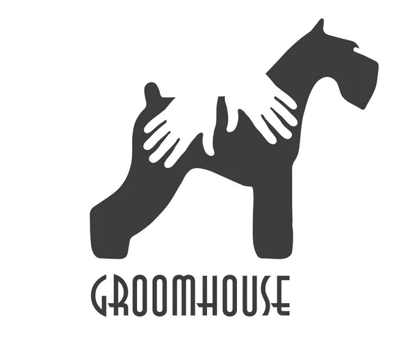 Damat hortumunun logosu. İnsan palmiyeli köpek silueti.