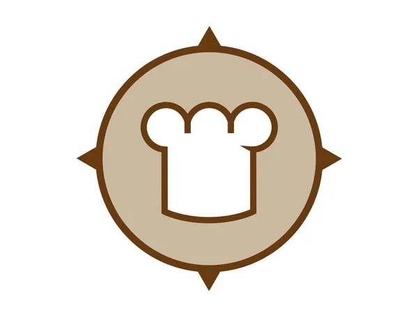 Dünyanın Kenarları Yuvarlak Logo Içinde Şef Şapkası Var — Stok Vektör