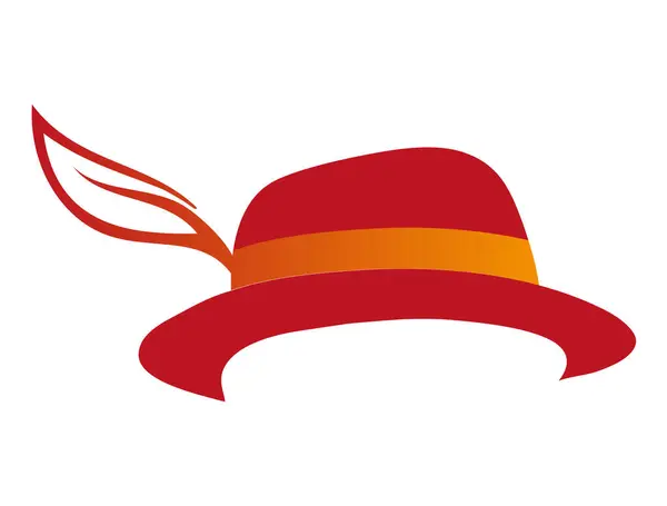 Sombrero Rojo Con Una Pluma Feliz — Vector de stock