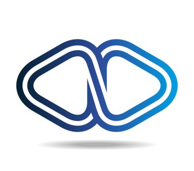 İki yuvarlak üçgen mobius döngüsü şeklinde iki çizgiden oluşur.