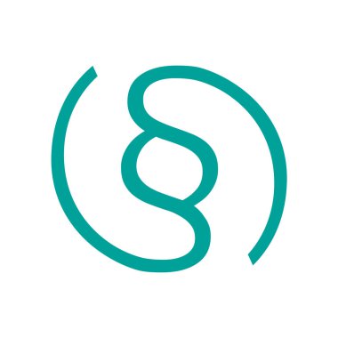 Daire şeklinde yeşil paragraf işareti. Adalet logosu.